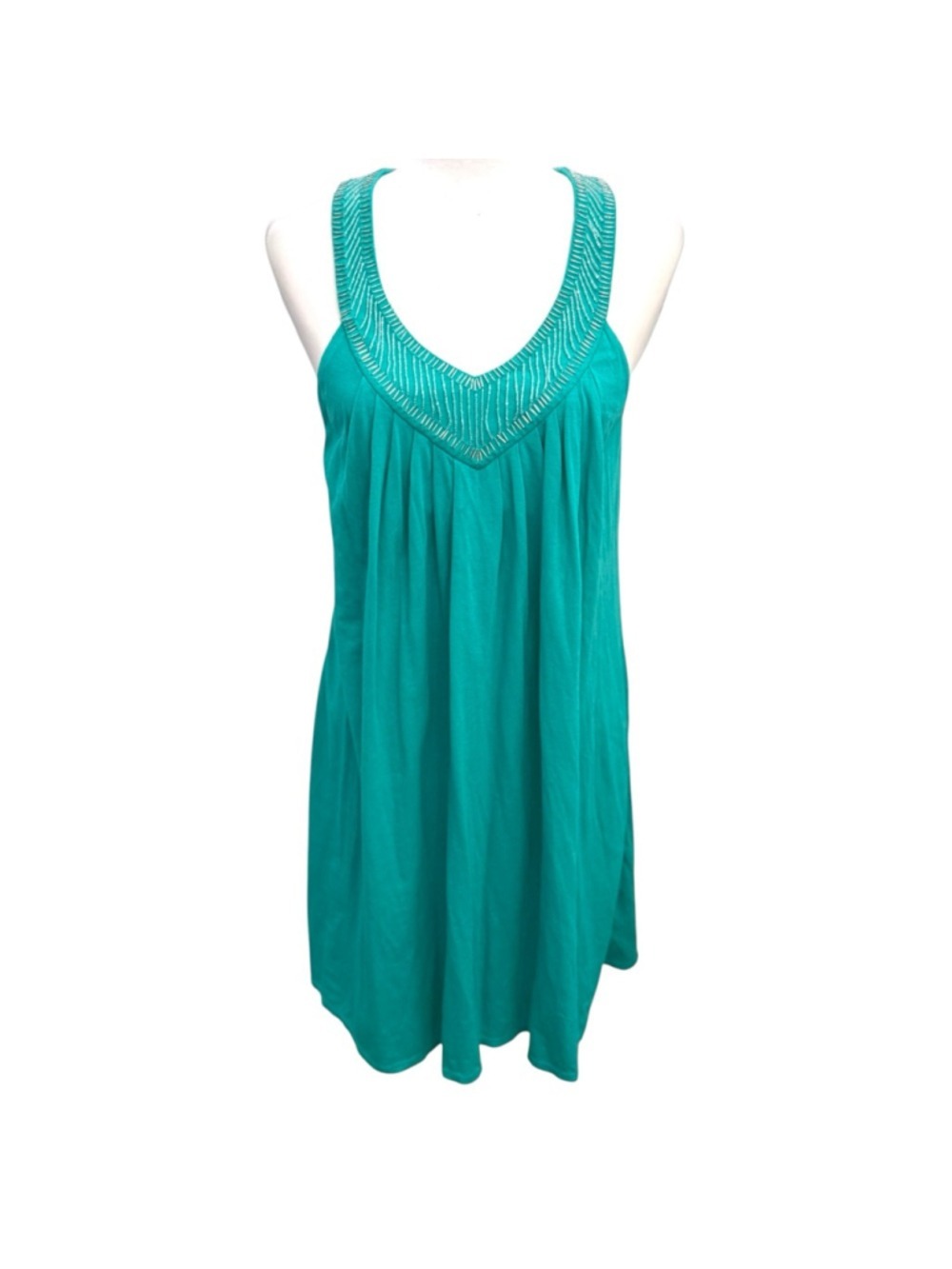 Victoria’s Secret Y2K Beaded Built-In Bra Teal Swing Dress Size L Resort - Picture 2 of 7
